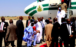 Buhari arrives Uyo for election campaign