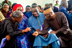 Photos: Osinbajo, Jonathan, Atiku meet at Dickson mother’s commendation service