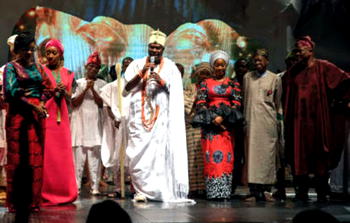 Ooni leads Amosun’s wife, Lai Mohammed, Jimi Agbaje, others to Moremi the Musical