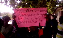 Street sweepers protest against hardship under LAWMA in Lagos