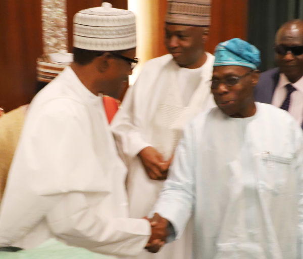 Breaking: Obasanjo, Buhari meet at Aso Rock