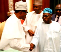 Breaking: Obasanjo, Buhari meet at Aso Rock