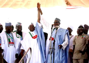 Photos: President Buhari, Ambode, Yari, Bagudu at APC presidential campaign in Kebbi state