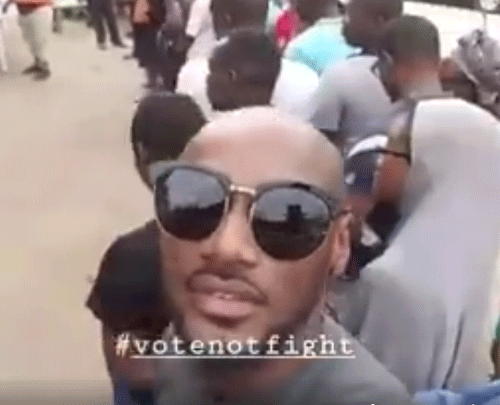 Video: 2face joins queue to cast his vote