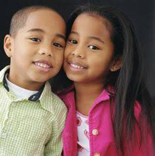 little boy and girl playing