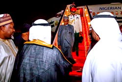 Video: Buhari  arrives N’DJamena for CED SAD meeting