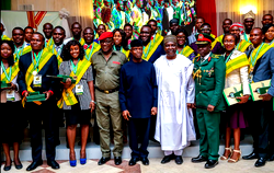 Photos: Buhari gives automatic employment to 168 ex-corps members
