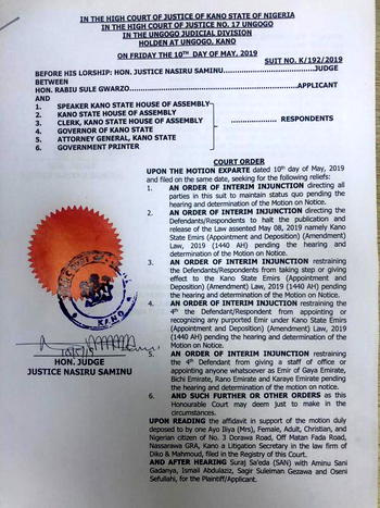 New Kano emirates: Why Court restrained Ganduje