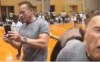 Shocker: Schwarzenegger jolted by missed surprise knockout kick from South African