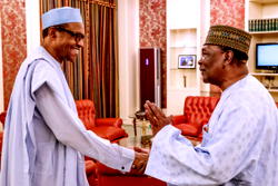 Photos: President Buhari receives Gen. Yakubu Gowon in State House