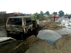 VIDEO: Pregnant woman, driver die as bus goes into flame in Isolo