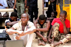 Photos: Alleged kidnappers paraded in Maiduguri