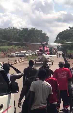 Billionaire stranded in Ore-Benin Expressway traffic gets helicopter to lift him off