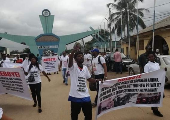 Protesters storm RCCG, ask Pastor Adeboye to speak up against injustice