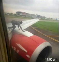 Breaking: Man climbs Azman aircraft at Lagos Airport