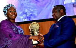 Photos: Sierra Leone president Maada Bio  at  NDC Course 27 graduation lecture in Abuja