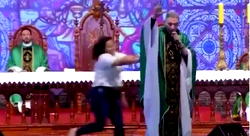 For saying ‘fat women don’t go to heaven’ woman shoves priest off stage