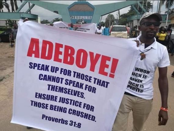 Protesters storm RCCG, ask Pastor Adeboye to speak up against injustice