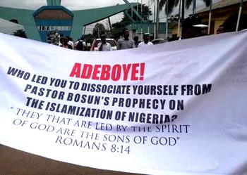 Breaking: Protesters storm RCCG, ask Pastor Adeboye to speak up against injustice