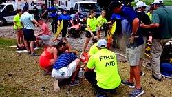 Lightning injures fans, halts play at Tour Championship