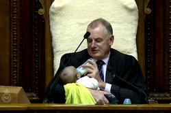 New Zealand parliament speaker soothes baby amidst fiery debate