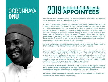 Profile of Dr Ogbonnaya Onu, Minister of Science and Technology