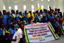 PHOTOS: Nigeria contingent that won 23 medals at World Police and Fire games arrives
