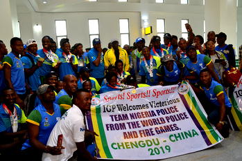 PHOTOS: Nigeria contingent that won 23 medals at World Police and Fire games arrives