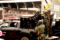 RevolutionNow Protest: Security agents in a show of force in Lagos.