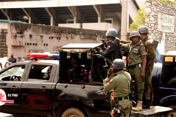 RevolutionNow Protest: Security agents in a show of force in Lagos.