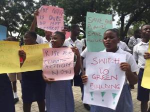 Ghanian school children during a climate change protest, September 20, 2019. PHOTO: BBC.
