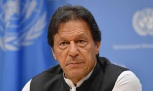 Imran Khan, the Pakistan PM, speaks to the media in New York where he said: ‘We are heading for a potential disaster of proportions that no one here realises.’ PHOTO: Angela Weiss/AFP/Getty Images