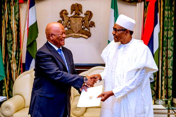 PHOTO: Buhari receives S/African President’s Special Envoy