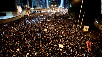 Thousands stage illegal Hong Kong march; shops, metro stations trashed