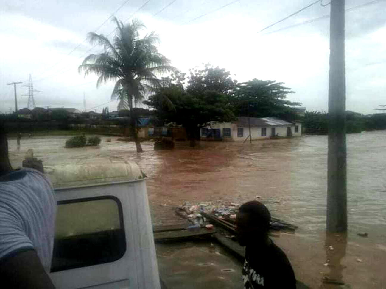 Rainfall: Flood takes over Lagos community, traps pupils in school