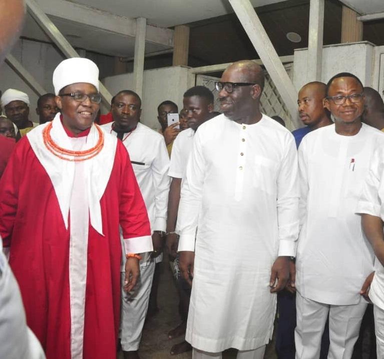 Coronation Anniversary: Obaseki leads Edo EXCO members to celebrate with Oba of Benin