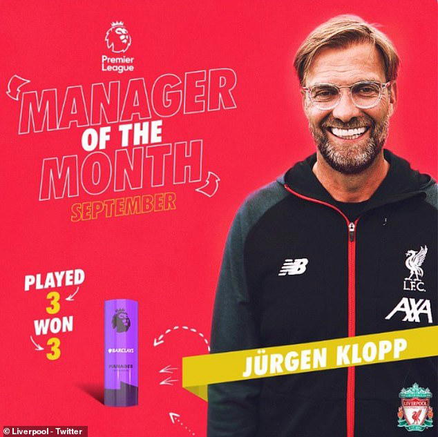 Klopp sets record with latest Premier League Manager of the Month award