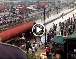 HAPPENING NOW: Miscreants struggle to scoop fuel from leaking tanker (VIDEO)