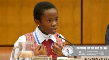 VIDEO: 11-yr-old Naomi Oloyede addresses UNODC anti-corruption conference in Vienna