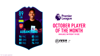 Aubameyang grabs EPL player of the month for September