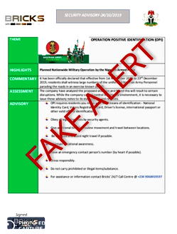 Fake Operation: Army urges Nigerians to disregard bricks publication on operation positive identification