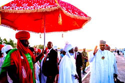 Buhari arrives Daura for ground breaking Transport University