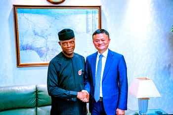 Vice-President Yemi OSinbajo receives founder, AliBaba in Abuja