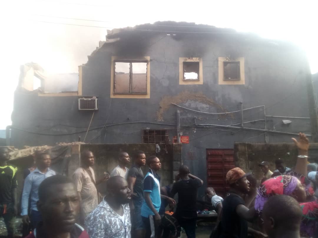 UPDATED: Storey building collapses in Lagos after fire outbreak (Video)