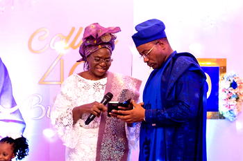 Fayose’s mother parties with Collins Balogun at 40