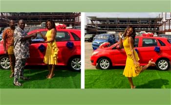 Reality star, Khafi Kareem receives car prize “Lady Foxy’ Innoson vehicles