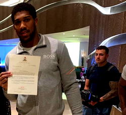 Anthony Joshua sends autographed brochure to Nigerian Envoy for inspiring him