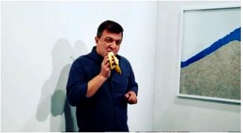 Man eats $120,000 piece of art – a banana taped to wall