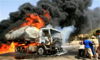 VIDEO: Two die as petrol laden tanker, truck explode after collision