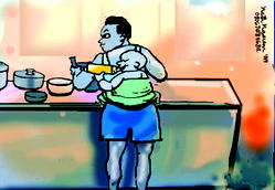 What decent man stays home and cooks while his partner works?